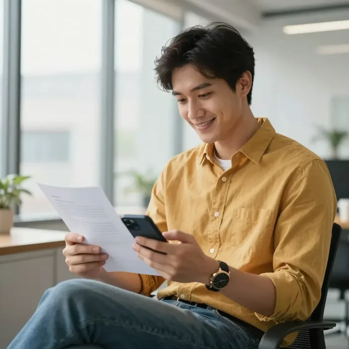 A product owner reading a short report on a phone